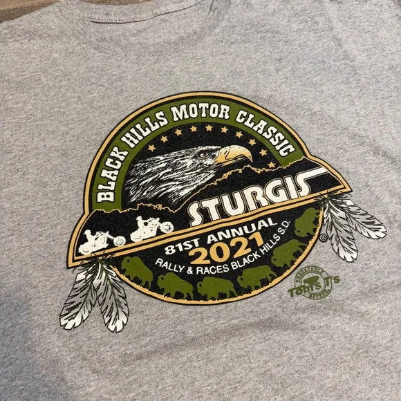 Tom's T's Sturgis 2021 81st Annual Black Hills Motor Classic Gray T-Shirt XL - Picture 4 of 6